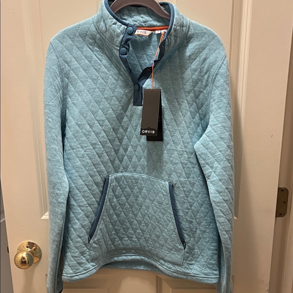 Orvis Light Blue Quilted Pullover